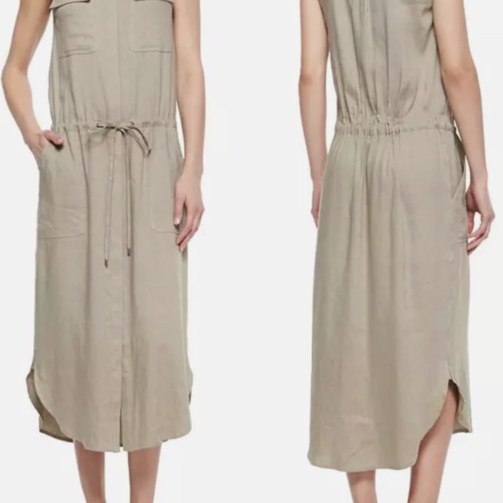 Vince Tan Sleeveless Neck Midi Dress